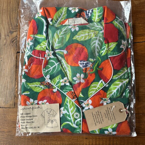 Printfresh shorts set orange grove print in juniper ~ size M, BNWT! - Picture 2 of 7